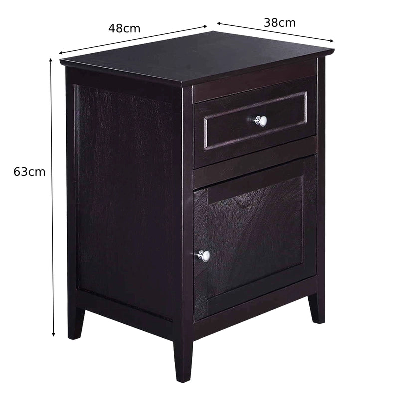 2-Tier Accent Table with Spacious Tabletop-Dark Brown