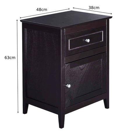 2-Tier Accent Table with Spacious Tabletop-Dark Brown