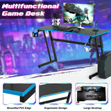 Racing Style Computer Desk with Carbon Fiber Texture for Office-Blue