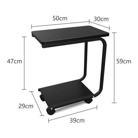 2-Tier Snack Stand Rolling Sofa Side Table