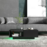LED Coffee Table with 20 RGB Light Colors and Storage Shelf-Black