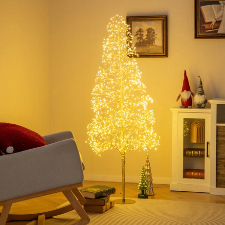 1.5 m 1500 LED Warm White Lighted Cedar Tree with Grounds Stakes for Christmas Decorations