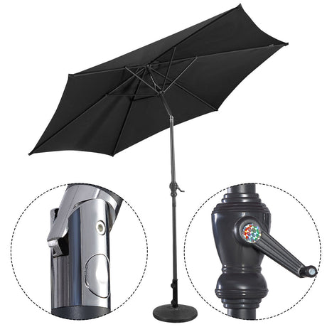 2.7m Garden Parasol with Crank-Black
