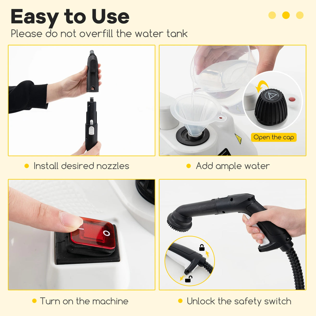 1.8L Steam Cleaner 2000W with 15 Piece Accessory Set-White