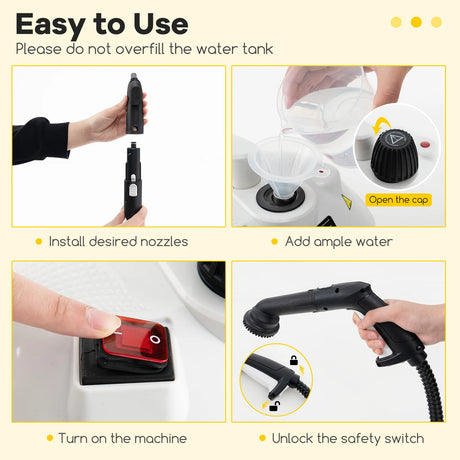 1.8L Steam Cleaner 2000W with 15 Piece Accessory Set-White