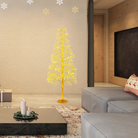 1.5 m 1500 LED Warm White Lighted Cedar Tree with Grounds Stakes for Christmas Decorations