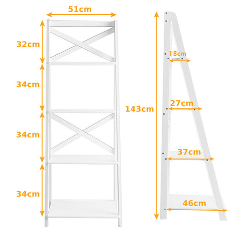 Modern 4-Tier Ladder with Storage Shelf for Home and Office