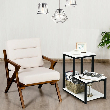 3-Tier Side End Table with Storage Rack for Living Room