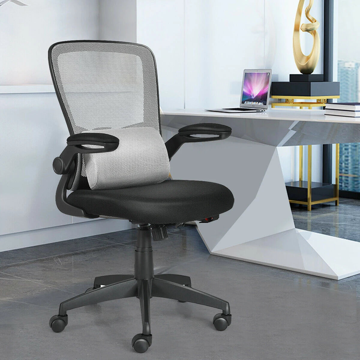 Lightweight Mesh Office Chair with Lumbar Support-Grey