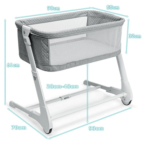 Baby Height Adjustable Bassinet with Washable Mattress-Gray