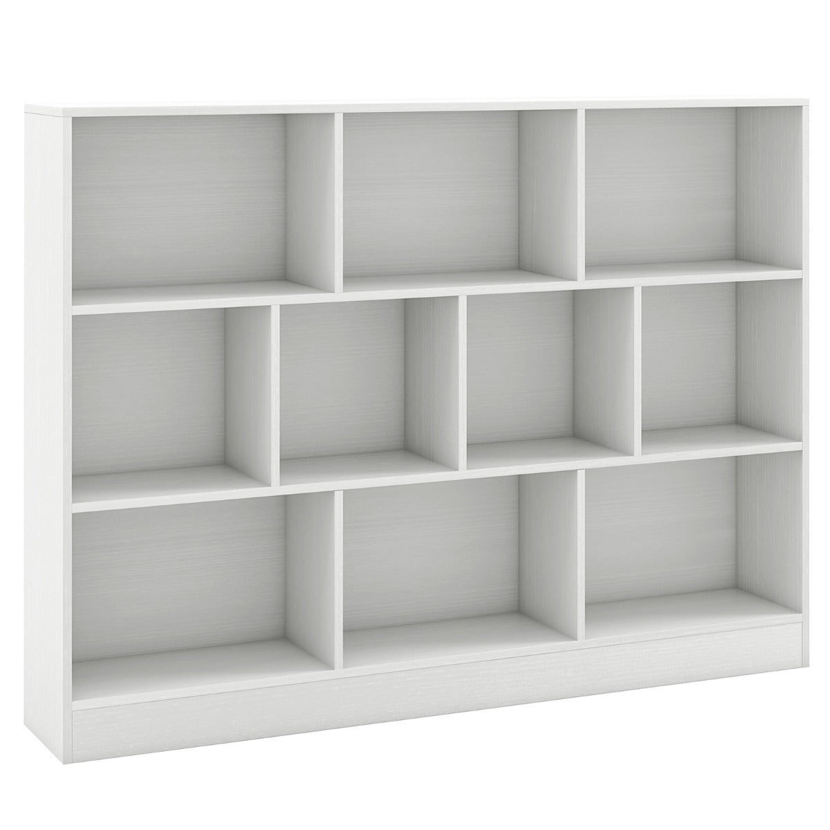 3-Tier Organizer 10-Cube Bookshelf 140CM Wood Display Shelf for Living Room-White