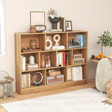 3-Tier Organizer 10-Cube Bookshelf 140CM Wood Display Shelf for Living Room-Natural