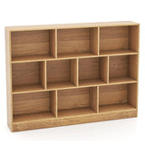 3-Tier Organizer 10-Cube Bookshelf 140CM Wood Display Shelf for Living Room-Natural