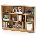 3-Tier Organizer 10-Cube Bookshelf 140CM Wood Display Shelf for Living Room-Natural