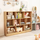 3-Tier Organizer 10-Cube Bookshelf 140CM Wood Display Shelf for Living Room-Natural