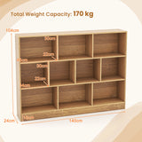 3-Tier Organizer 10-Cube Bookshelf 140CM Wood Display Shelf for Living Room-Natural
