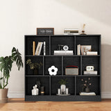 10-Cube Bookshelf Freestanding Storage Organizer with 2 Anti-Tipping Kits-Black