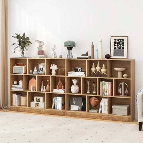 120 CM 10-Cube Freestanding Bookshelf with 2 Anti-Tipping Kits-Natural