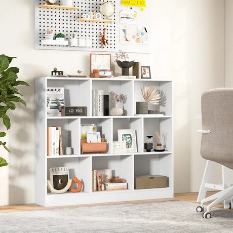 120 CM 10-Cube Freestanding Bookshelf with 2 Anti-Tipping Kits-White
