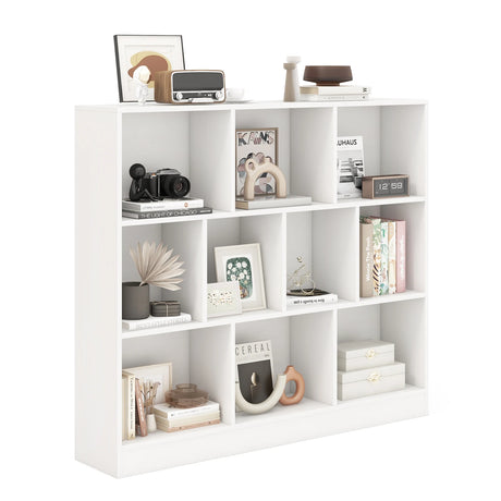 120 CM 10-Cube Freestanding Bookshelf with 2 Anti-Tipping Kits-White