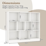 120 CM 10-Cube Freestanding Bookshelf with 2 Anti-Tipping Kits-White