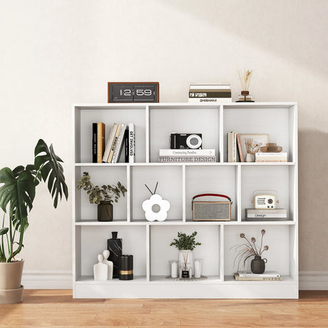 120 CM 10-Cube Freestanding Bookshelf with 2 Anti-Tipping Kits-White
