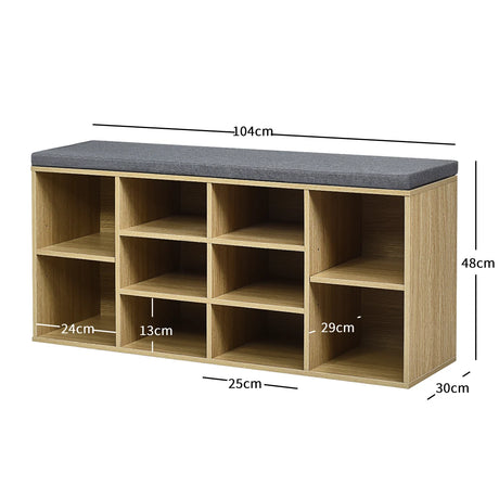 10-Cube Organizer  Entryway Padded Shoe Storage Bench-Beige
