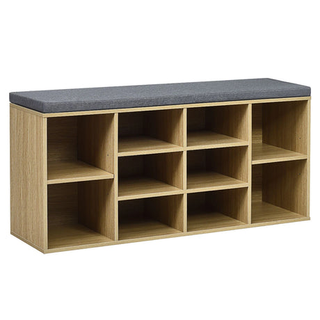 10-Cube Organizer  Entryway Padded Shoe Storage Bench-Beige