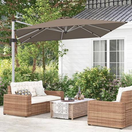 10 FT Outdoor Patio Umbrella Square Cantilever Umbrella with 360 Rotation-Brown