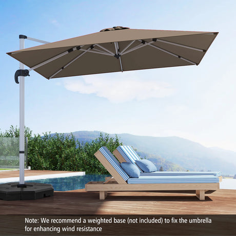 10 FT Outdoor Patio Umbrella Square Cantilever Umbrella with 360 Rotation-Brown