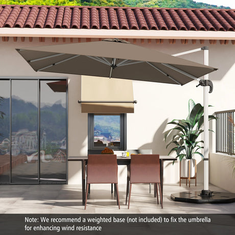 10 FT Outdoor Patio Umbrella Square Cantilever Umbrella with 360 Rotation-Brown