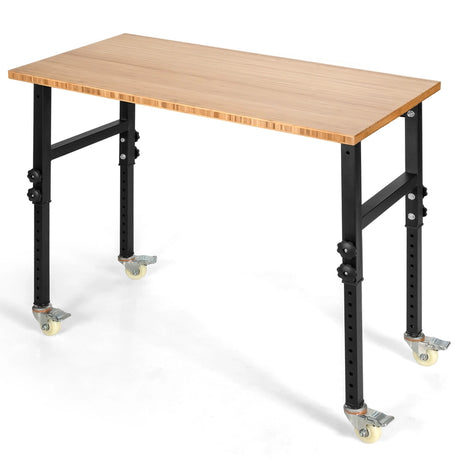 48"24" Adjustable Height Mobile Workbench with Caster-Natural