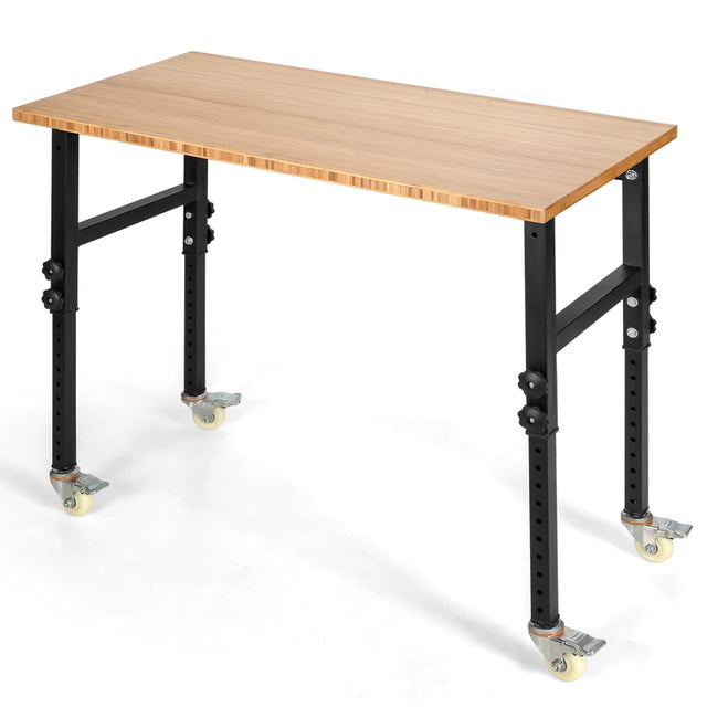 48"24" Adjustable Height Mobile Workbench with Caster-Natural