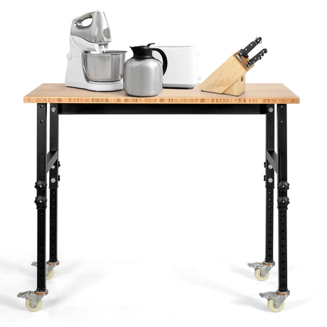 48"24" Adjustable Height Mobile Workbench with Caster-Natural