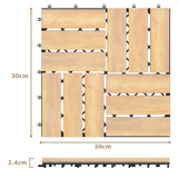 10 Pieces 12 x 12  Inch Acacia Wood  Interlocking Check Deck Tiles