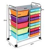 15 Drawer Rolling Storage Cart with Wheels for Home Office-Macaroon