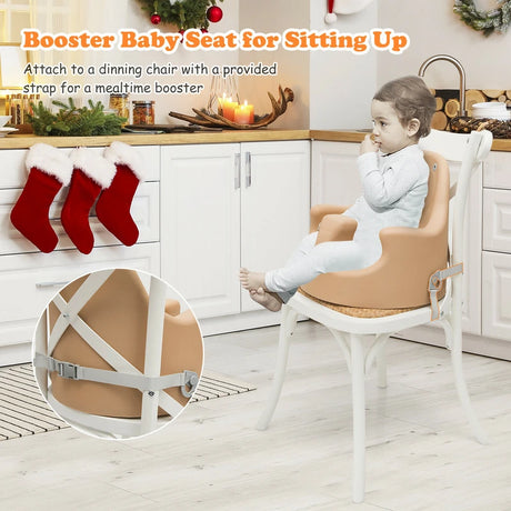 6-in-1 Convertible Baby Booster Seat with Tray Wheels-Orange