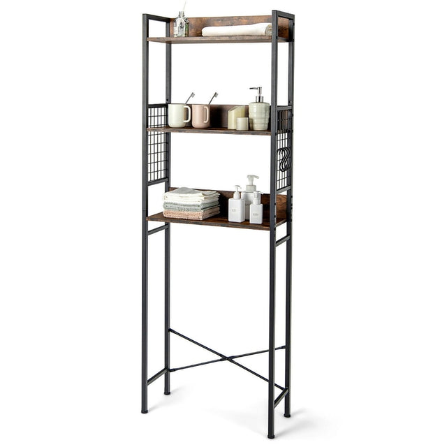 3-Tier Over-The-Toilet Storage Rack with Detachable Hooks