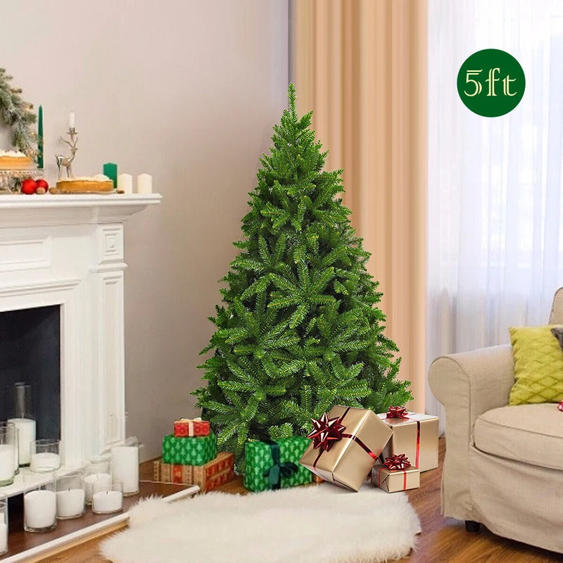 5 Feet Artificial Fir Christmas Tree with LED Lights and 600 Branch Tips