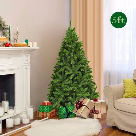 5 Feet Artificial Fir Christmas Tree with LED Lights and 600 Branch Tips