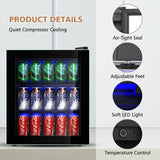 46L Mini Fridge Beverage Cooler Refrigerator Low Noise Drink Dispenser Machine-Black