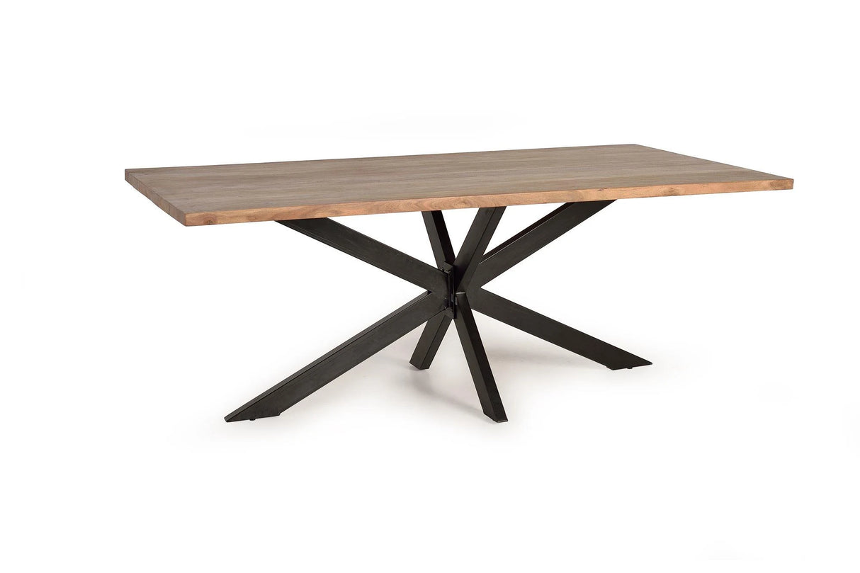 Giner and Colomer  Dining Table In Solid Acacia Wood With Metal Base (180 cm Top)
