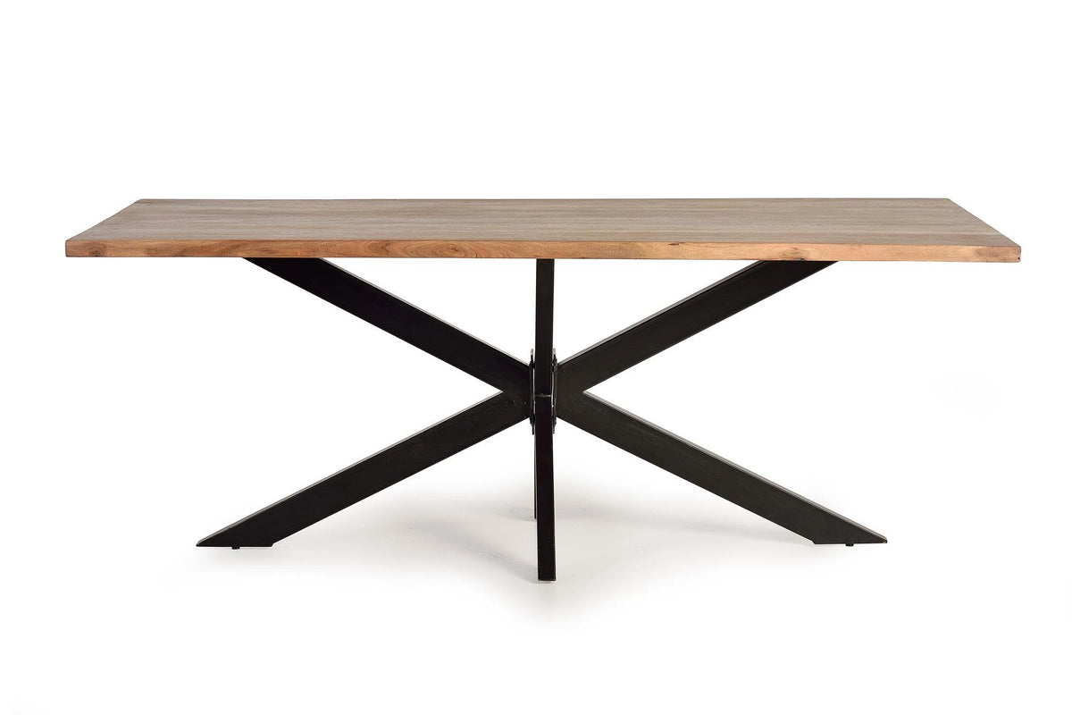 Giner and Colomer  Dining Table In Solid Acacia Wood With Metal Base (180 cm Top)