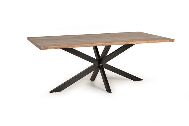 Giner and Colomer  Dining Table In Solid Acacia Wood With Metal Base (200 cm Top)