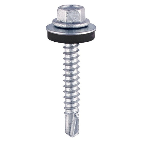 100 x TIMCO Self-Drilling Light Section Silver Screws with EPDM Washer - 5.5 x 60