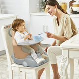 6-in-1 Convertible Baby Booster Seat with Tray Wheels-Orange