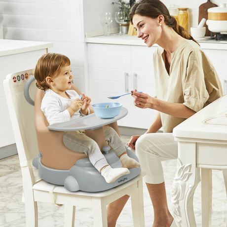 6-in-1 Convertible Baby Booster Seat with Tray Wheels-Orange