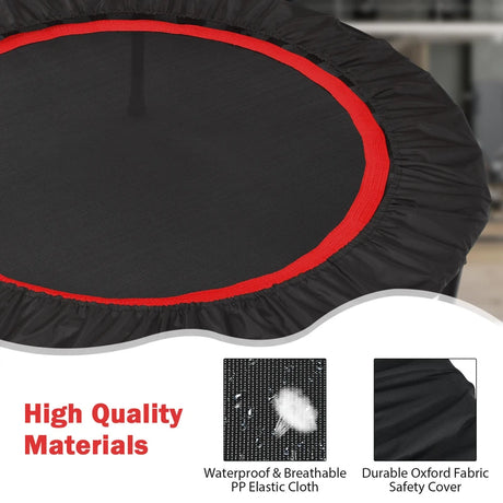 101 cm Mini Trampoline with 2 Resistance Bands and Adjustable Foam Handle-Red