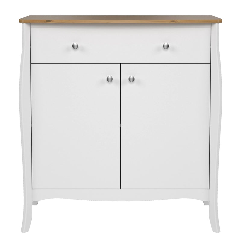 Baroque Sideboard 2 Doors 1 Drawer in Pure White Iced Coffee Lacquer