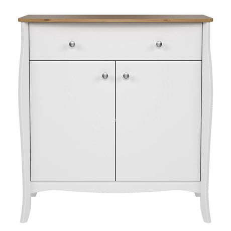 Baroque Sideboard 2 Doors 1 Drawer in Pure White Iced Coffee Lacquer
